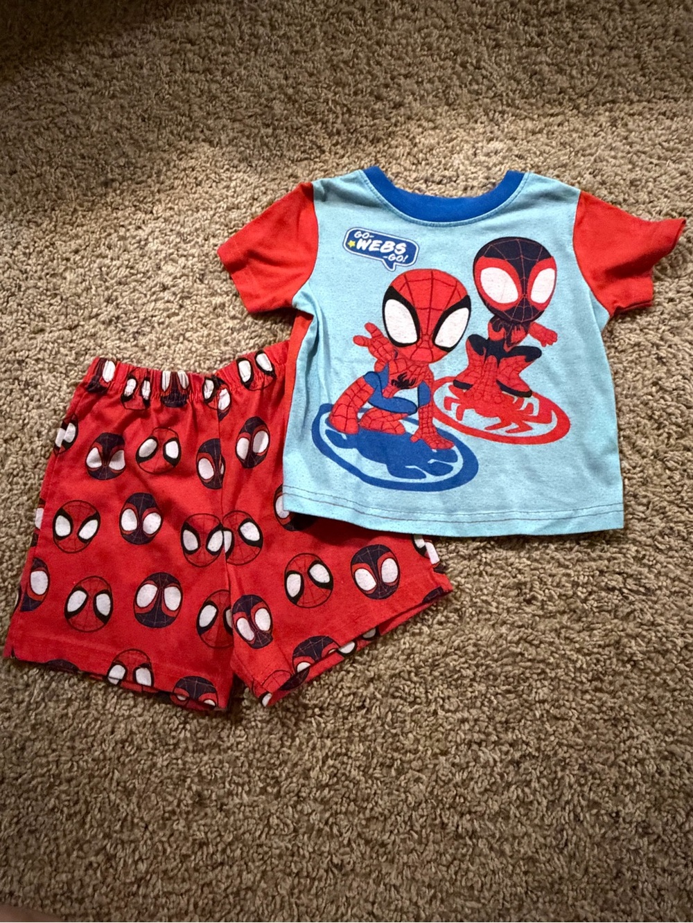 Disney Red & Light Blue Spider Hero Kids Pajama Set